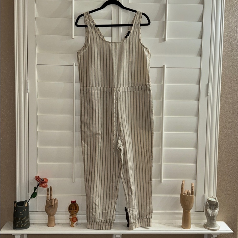 Drew Stripe Jumpsuit Oatmeal Black